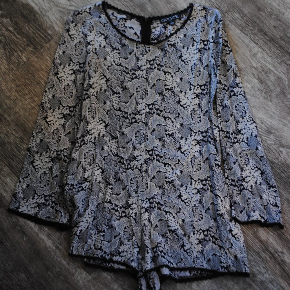 Black and White Patterned Romper